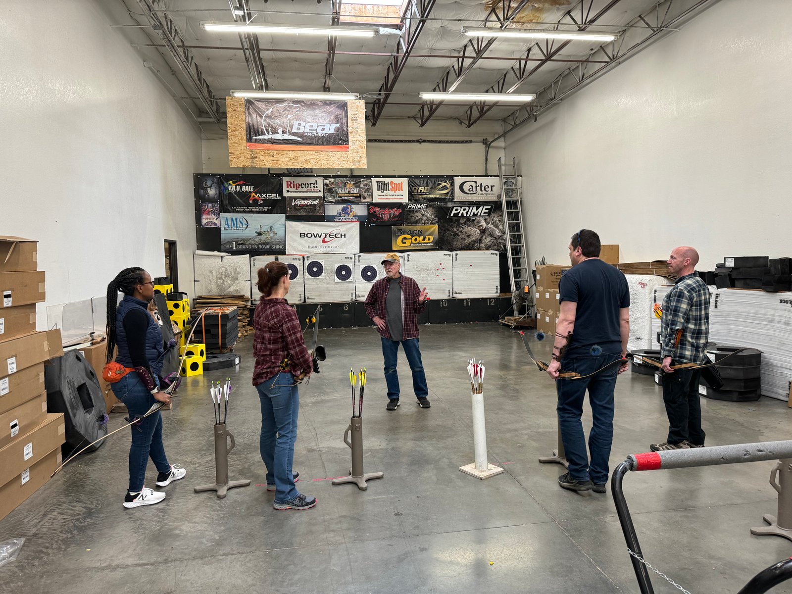Indoor archery lesson with the group